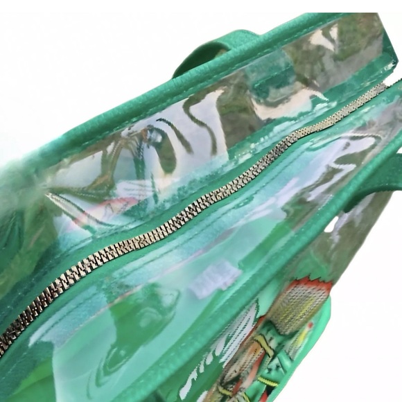 NWT Ed Hardy Virgin de Guadalupe Clear Floral Tote Bag $159 Green - Picture 7 of 7
